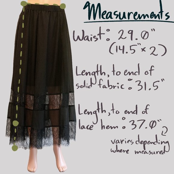 H&M Lace Panel Ankle Length Maxi Skirt Size 8 NWT - Picture 5 of 10